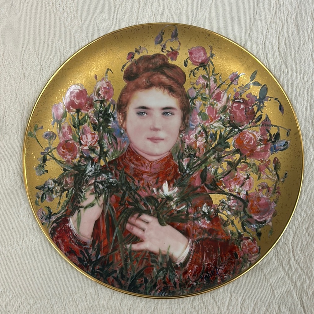 Gorgeous Vintage Hibel Plate “Rose” 9-1/2”. Third Edition of the series.